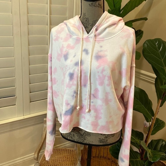 Wild fable cropped pink tie dye hoodie nwt - Picture 1 of 7